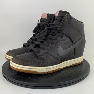 Nike Dunk Sky Hi Brown/Gum Hidden Wedge Sneakers 528899-202 Women's Size 9.5